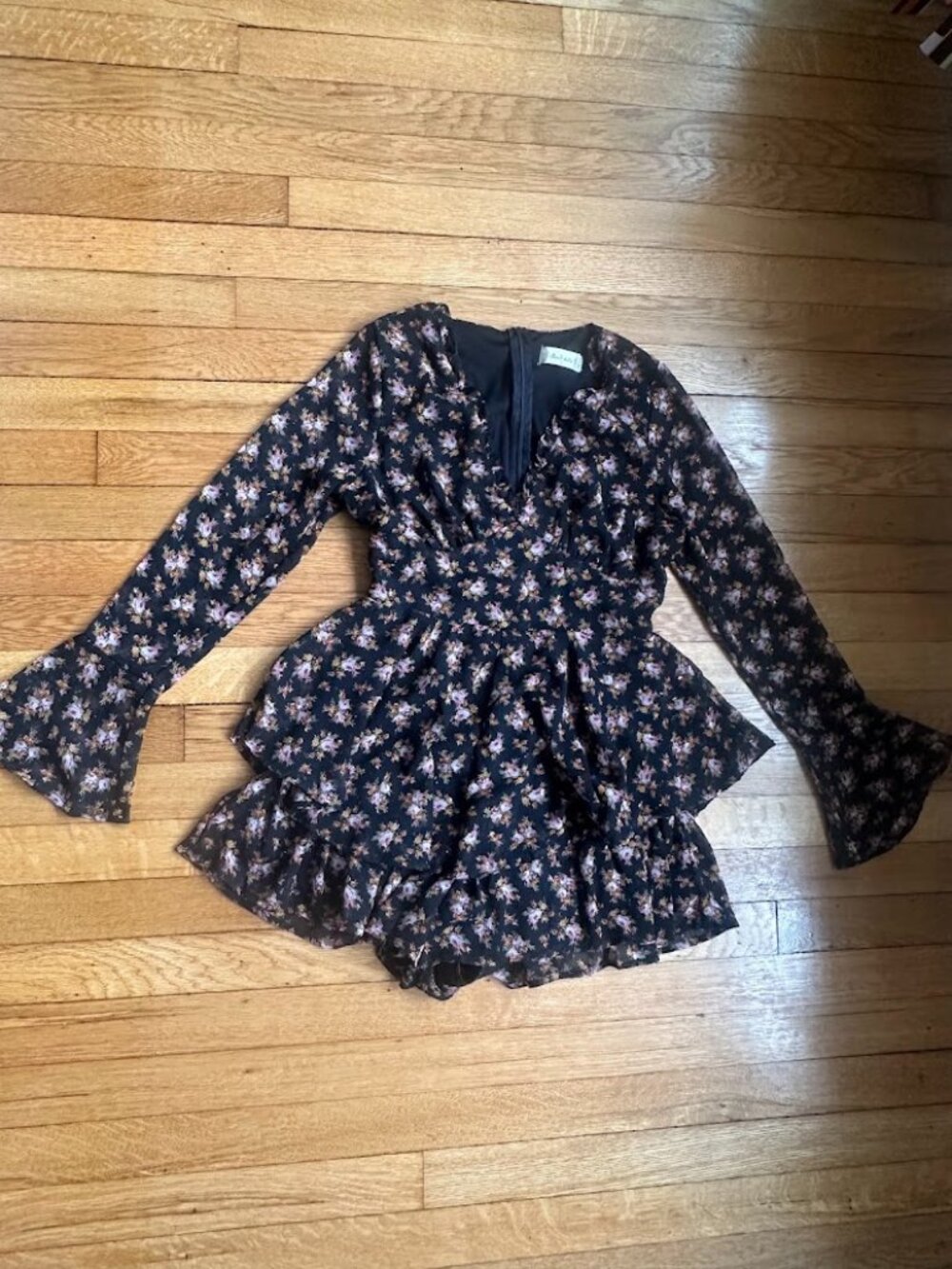 Altar'd State pink, gold, sage floral romper, small